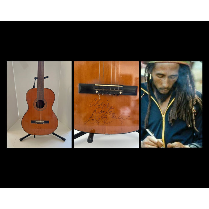 Bob Marley one-of-a-kind full size vintage acoustic guitar signed with proof