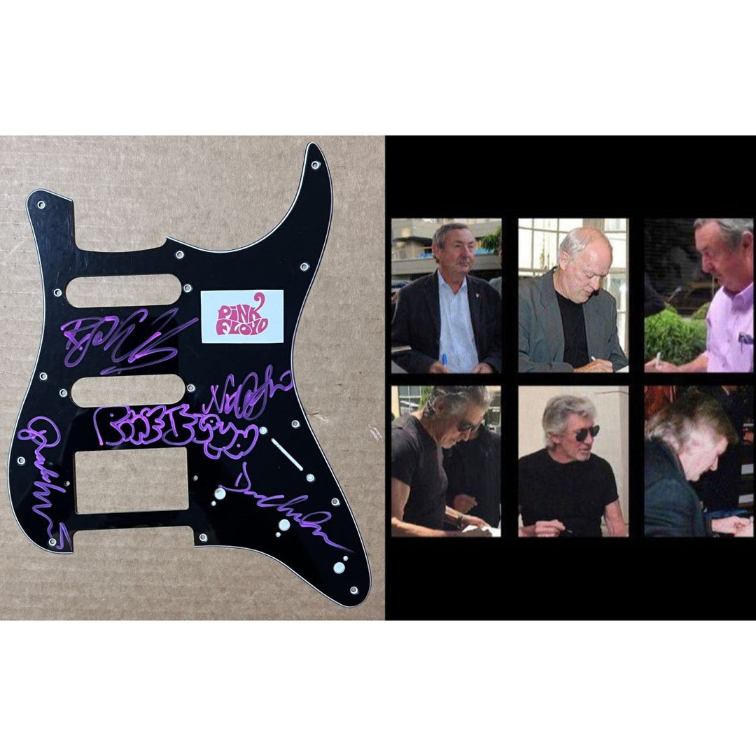 Roger Waters David Gilmour Nick Mason Rick Wright Pink Floyd stratocaster electric guitar pickguard signed with proof