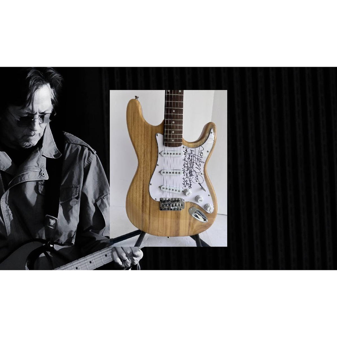 Eric Clapton signed and inscribed with lyrics one of a kind Stratocaster Huntington full size electric guitar signed with proof