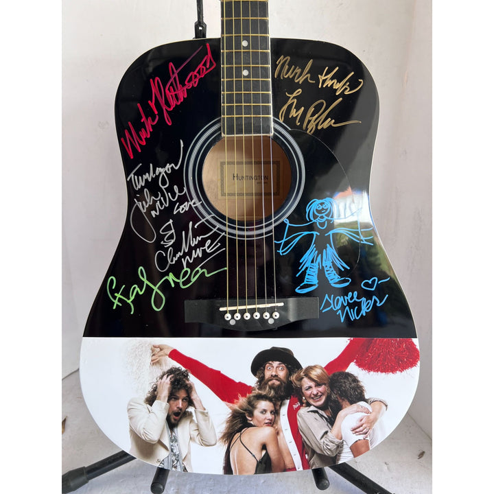 Fleetwood Mac Stevie Nicks Peter Green Mick Fleetwood John and Christy McVie Lindsay Buckingham  full size acoustic guitar signed with proof