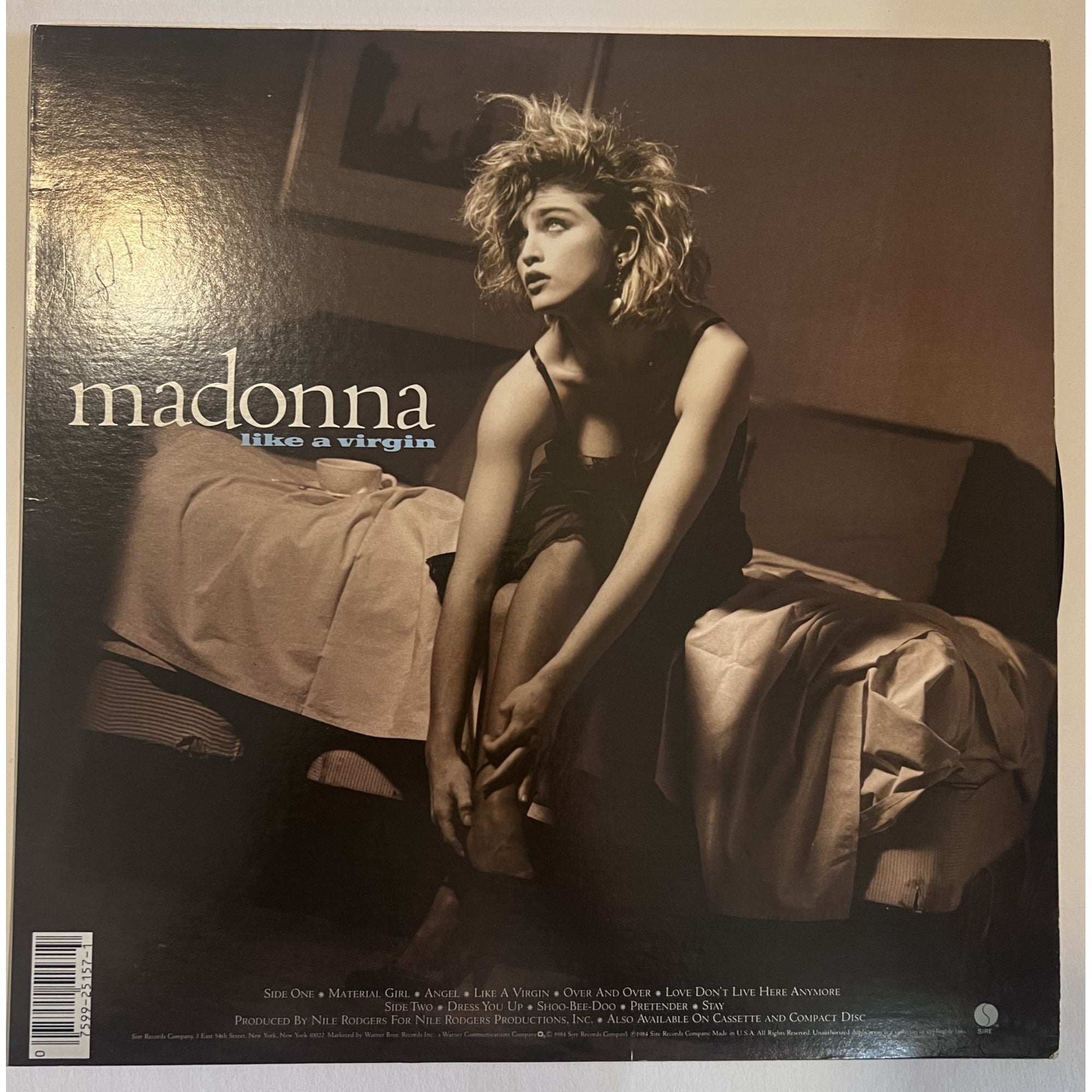 Madonna Ciccone original LP "Like a Virgin" signed with proof