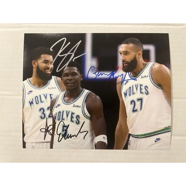 Minnesota Timberwolves Anthony Edwards Karl Anthony Towns Rudy Gobert 8x10 photo signed with proof