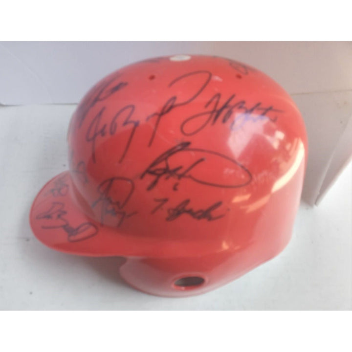 Philadelphia Phillies Chase Utley Ryan Howard Jimmy Rollins World Series champions full size batting helmet signed