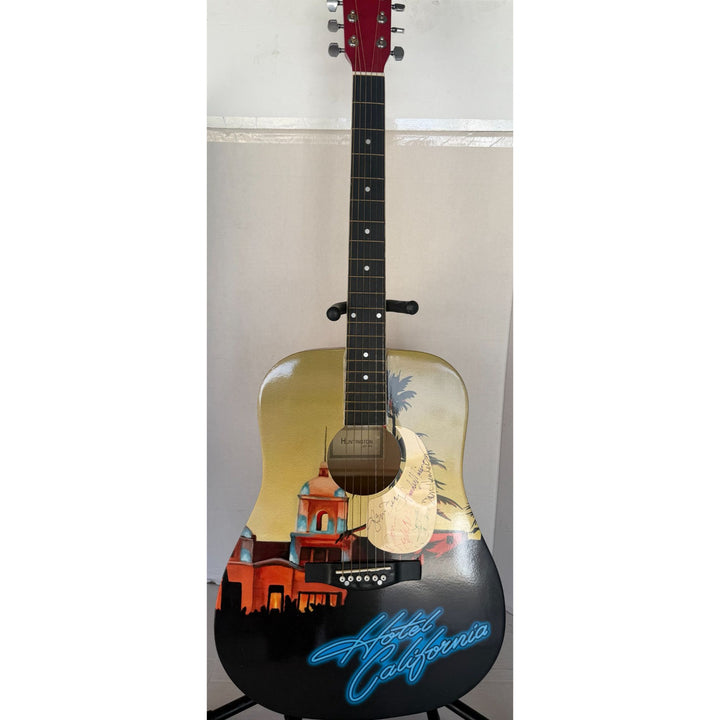 Don Henley, Don Felder, Randy Meisner, Joe Walsh Glenn Frey The Eagles unique "Hotel California" full size acoustic guitar signed with proof.