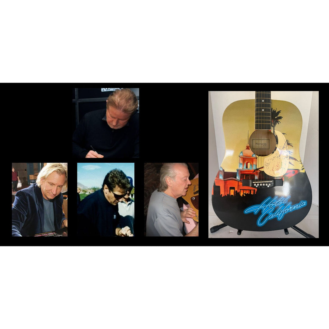 Don Henley, Don Felder, Randy Meisner, Joe Walsh Glenn Frey The Eagles unique "Hotel California" full size acoustic guitar signed with proof.