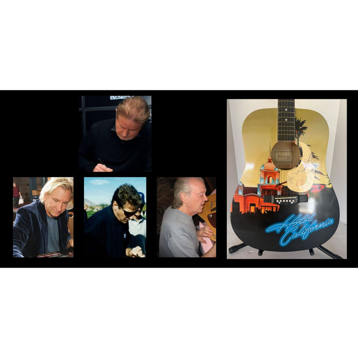 Don Henley, Don Felder, Randy Meisner, Joe Walsh Glenn Frey The Eagles unique "Hotel California" full size acoustic guitar signed with proof.
