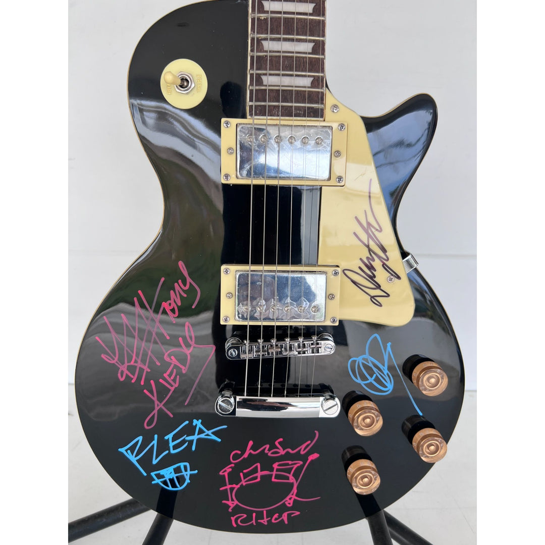"RHCP" vintage les paul electric guitar Anthony Kiedis, "flea", John Frusciante, Chad Smith with sketch, Dave Navarro,  signed with proof.