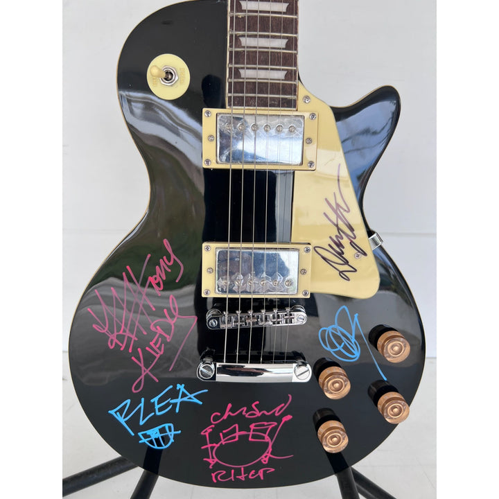 "RHCP" vintage les paul electric guitar Anthony Kiedis, "flea", John Frusciante, Chad Smith with sketch, Dave Navarro,  signed with proof.