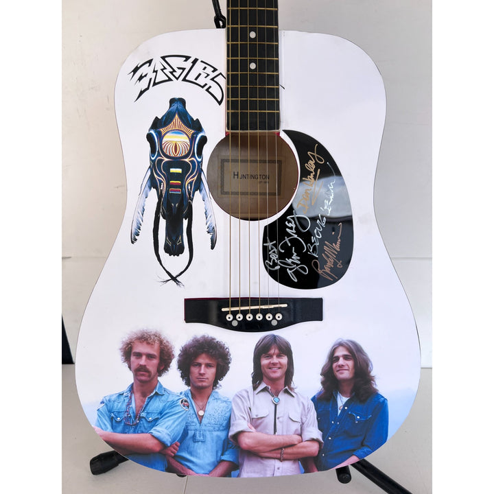 The Eagles Glen Frey, Don Henley, Randy Meisner, Bernie Leadon full size acoustic guitar (one of a kind ) signed with proof.