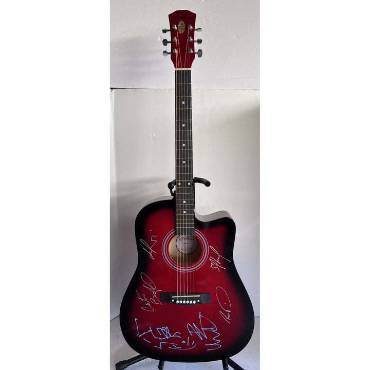 DMB Dave Mathews Stefan Lessard, LeRoi Moore, Boyd Tinsley, Carter Beauford 38' full size acoustic guitar signed with proof