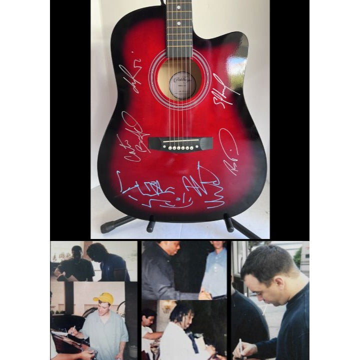 DMB Dave Mathews Stefan Lessard, LeRoi Moore, Boyd Tinsley, Carter Beauford 38' full size acoustic guitar signed with proof