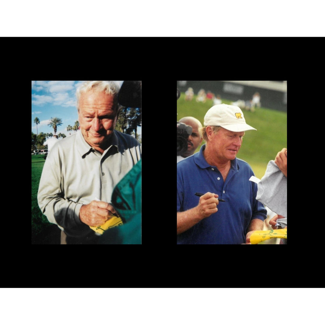 Jack Nicklaus and Arnold Palmer Masters golf tournament embroidered golf pin flag signed with proof