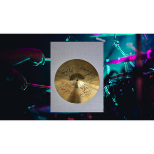 Van Halen Eddie & Alex Van Halen, Michael Anthony, David Lee Roth Sammy Hagar 16 inch Cymbal signed with proof