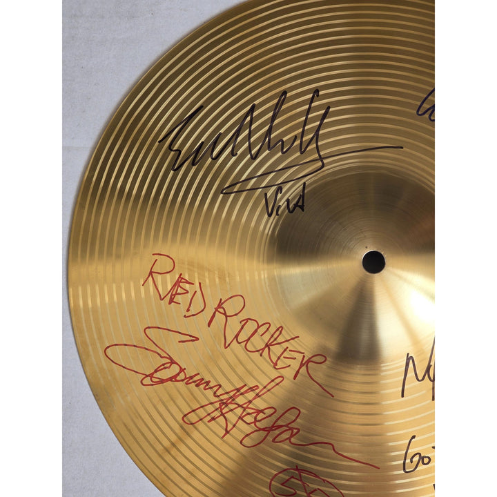 Van Halen Eddie & Alex Van Halen, Michael Anthony, David Lee Roth Sammy Hagar 16 inch Cymbal signed with proof.