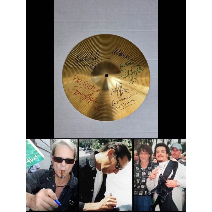 Van Halen Eddie & Alex Van Halen, Michael Anthony, David Lee Roth Sammy Hagar 16 inch Cymbal signed with proof.