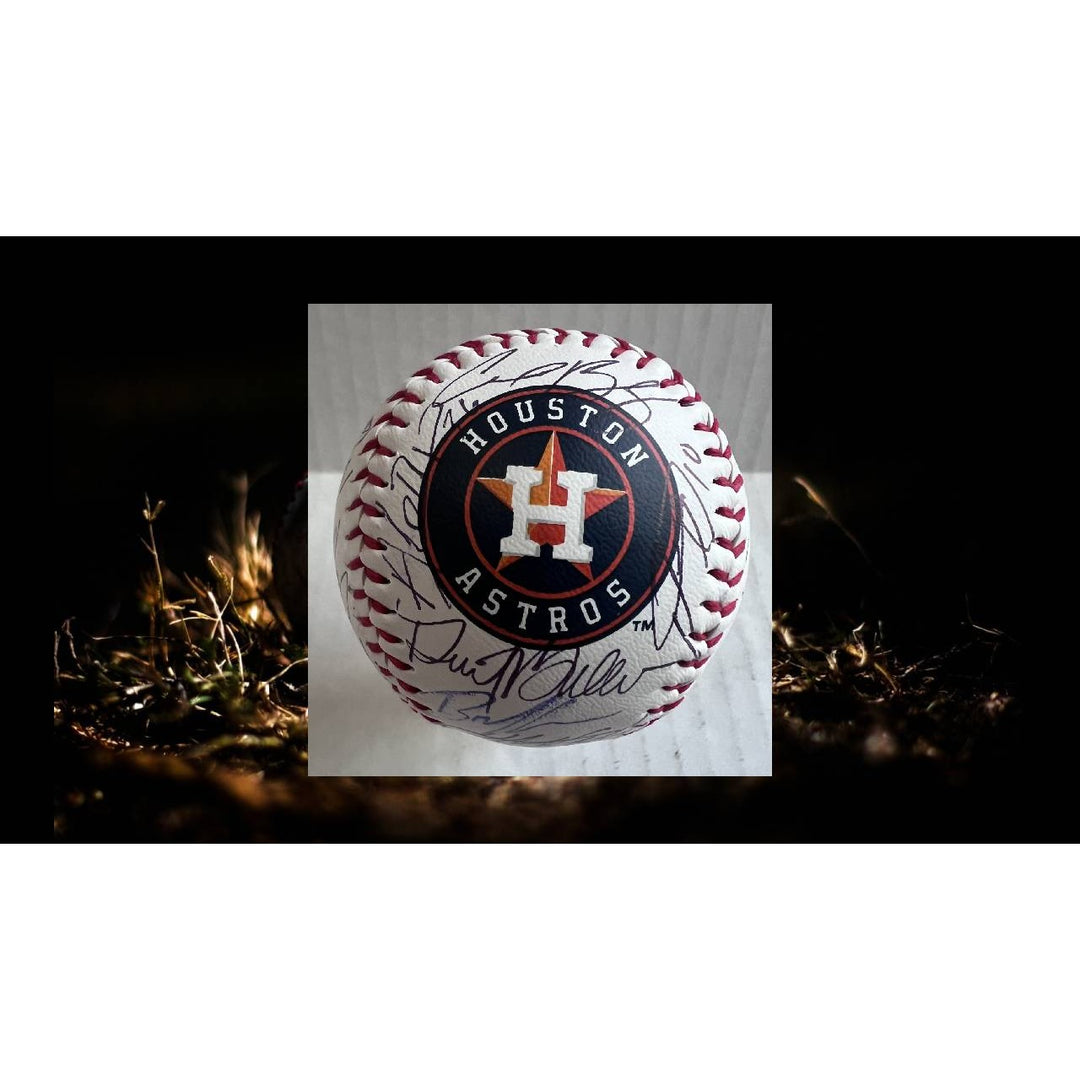 Justin Verlander Dusty Baker Jose Altuve Jordan Alvarez 2022 Houston Astros World Series champions team signed baseball