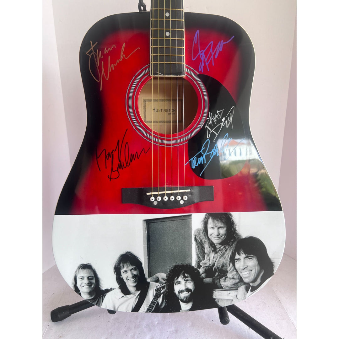 Boston Brad Delp Tom Scholz Sib Hashian Barry Goudreau Huntington full size acoustic guitar signed