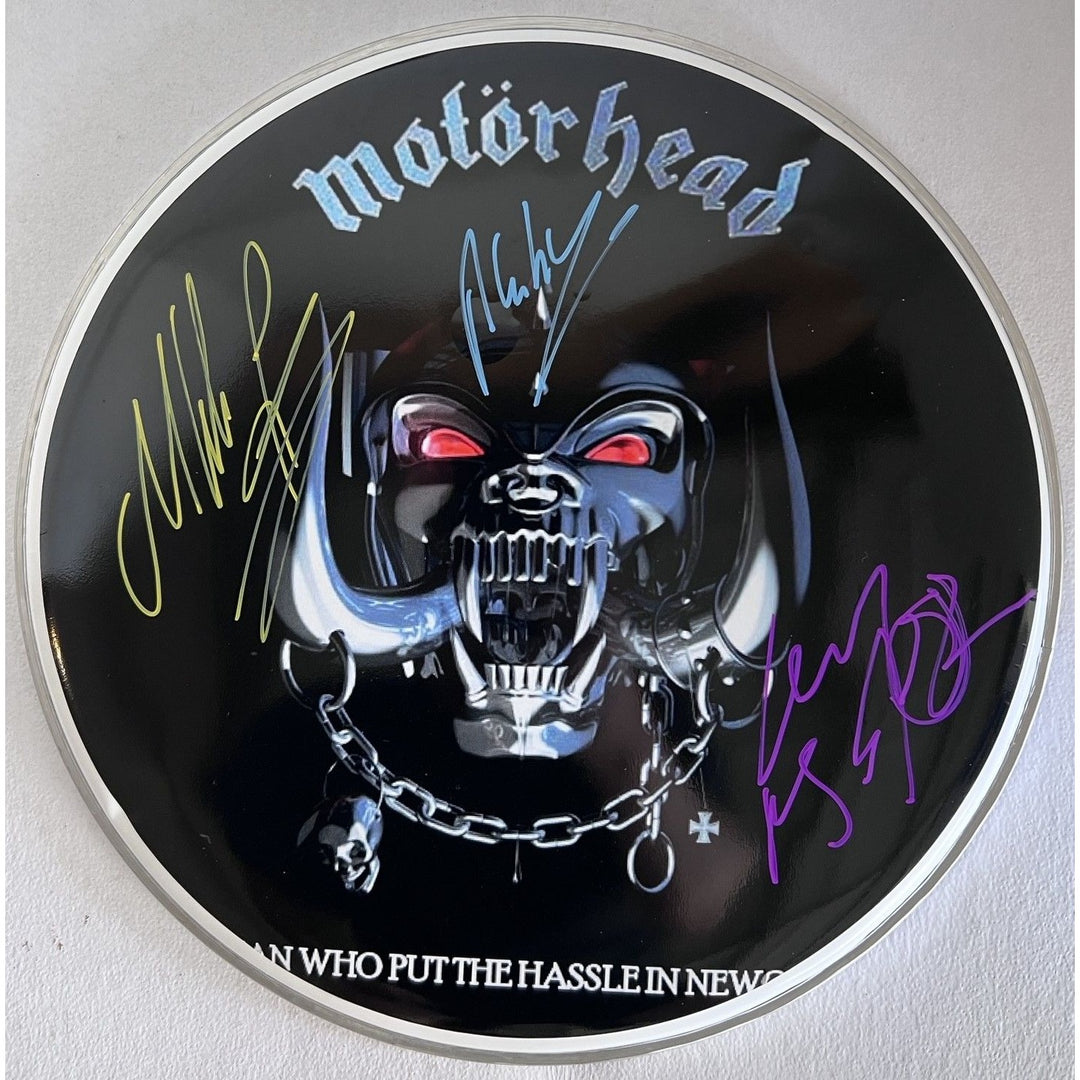 Motorhead Lemy Kilmster band 14 inch drumhead signed with proof