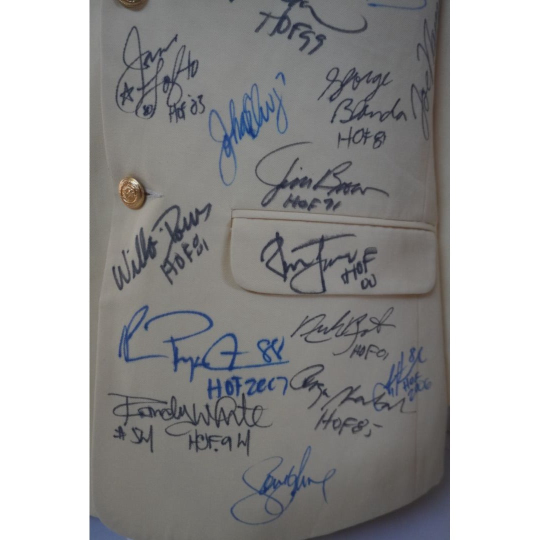 NFL Hall of Famers Bart Starr Joe Namath Joe Montana John Elway 45 in all signed Hall of Fame Jacket with proof