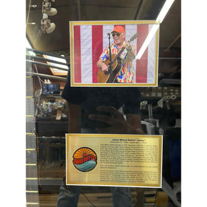 Jimmy Buffett signed guitar framed 45x30x7 with proof