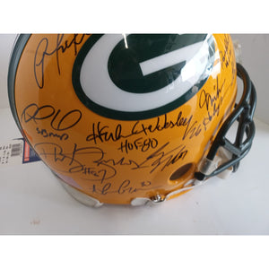 Aaron Rodgers Clay Matthews 2009-10 Green Bay Packer Super Bowl champs pro model team signed helmet