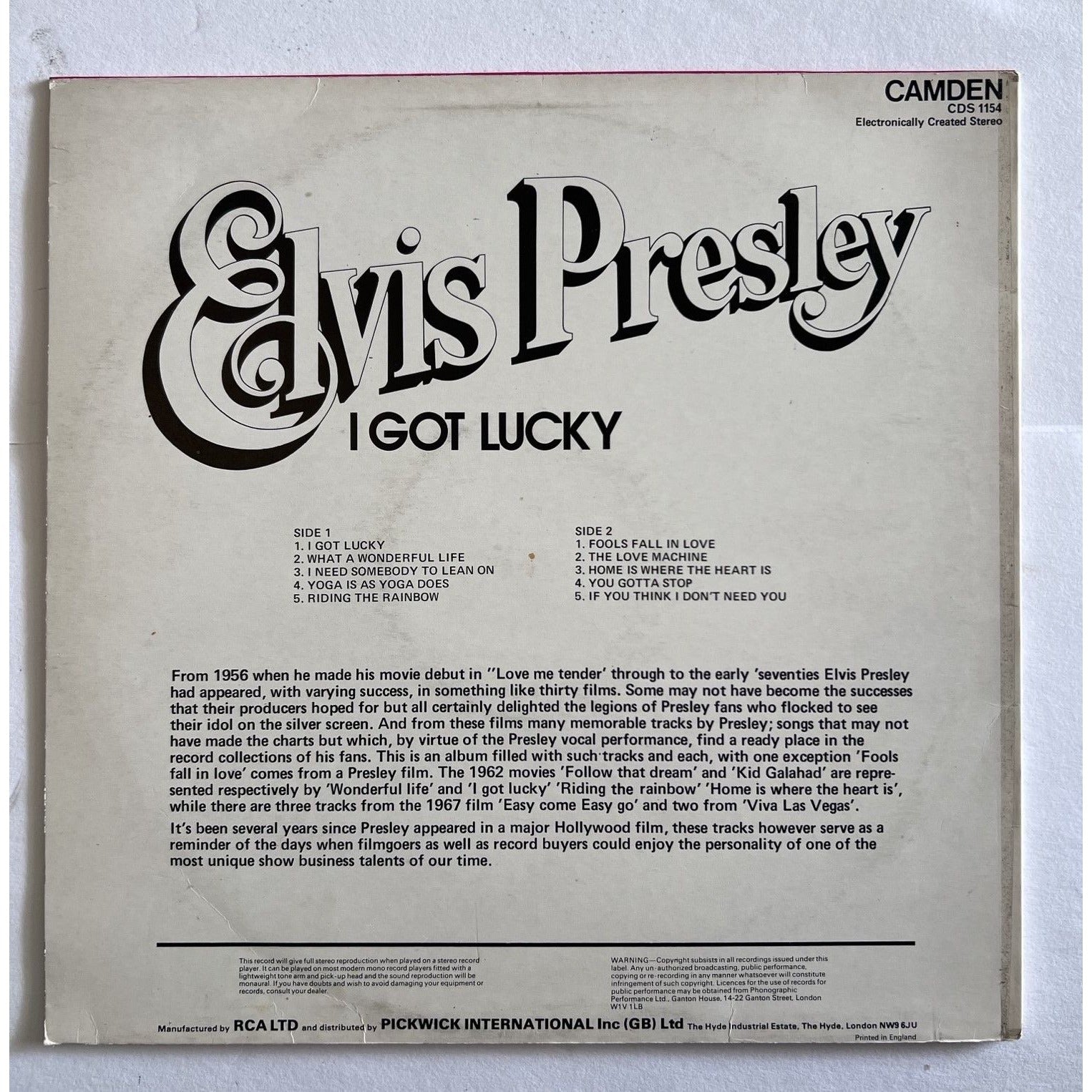 Elvis Presley I Got Lucky album signed