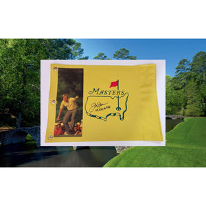 Jack Nicklaus Masters Golf flag signed with proof