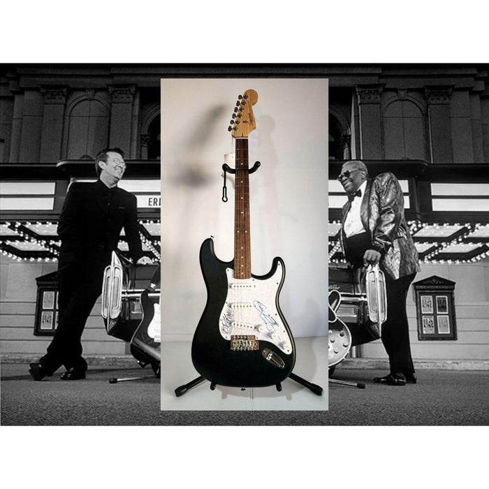 Eric Clapton and BB King, Fender Stratocaster electric guitar signed with proof