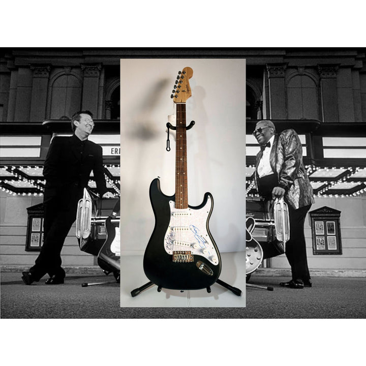 Eric Clapton and BB King, Fender Stratocaster electric guitar signed with proof