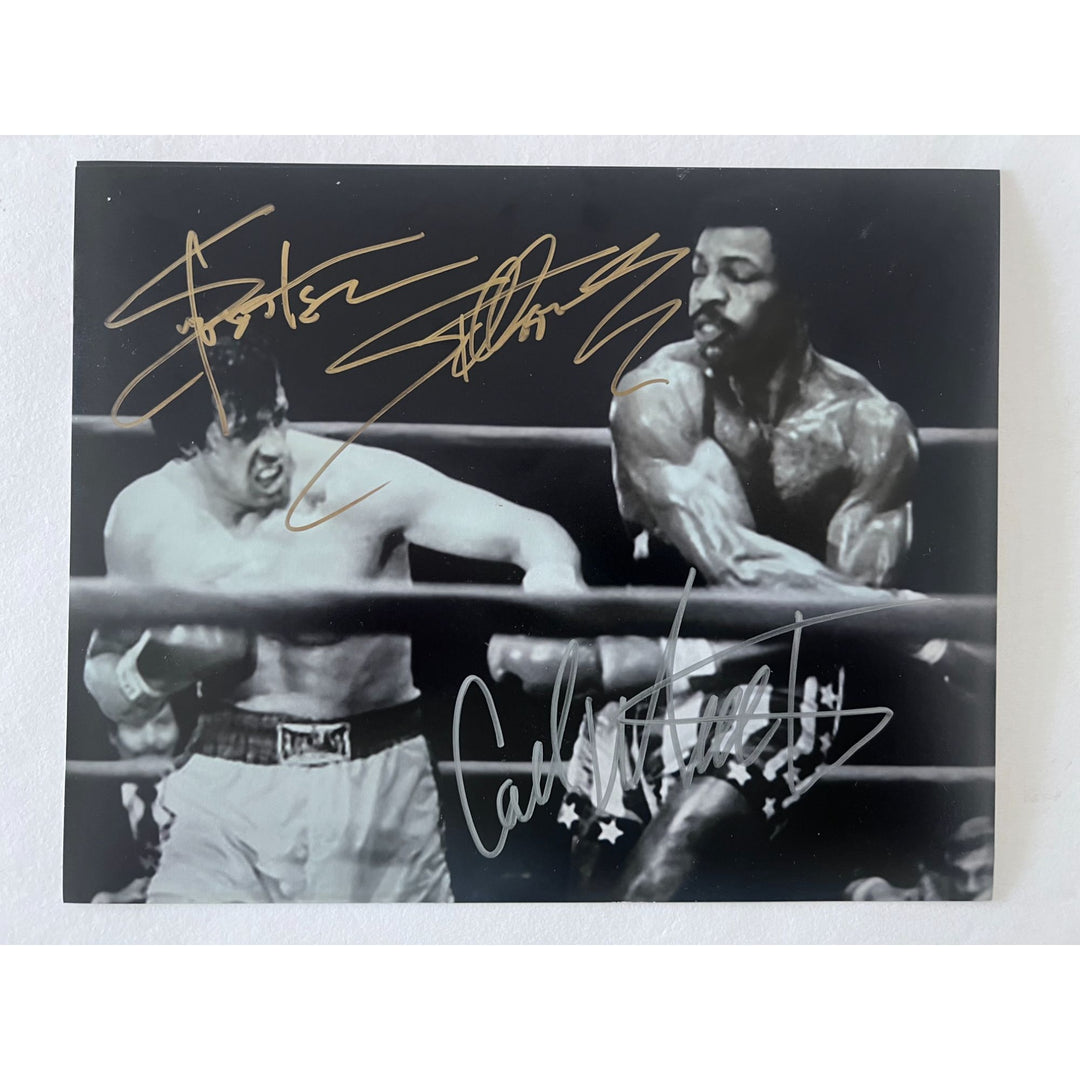 Sylvester Stallone Rocky Balboa Carl Weathers Apollo Creed 8x10 photo signed with proof