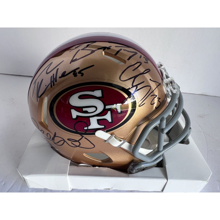 Brock Purdy Deebo Samuel Christian McCaffrey George kittle mini helmet signed with proof