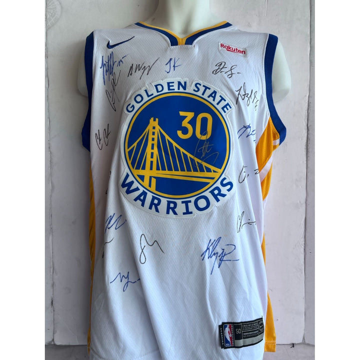 Golden State Warriors Draymond Green Steph Curry Klay Thompson 2021/22 NBA champions team signed jersey with proof