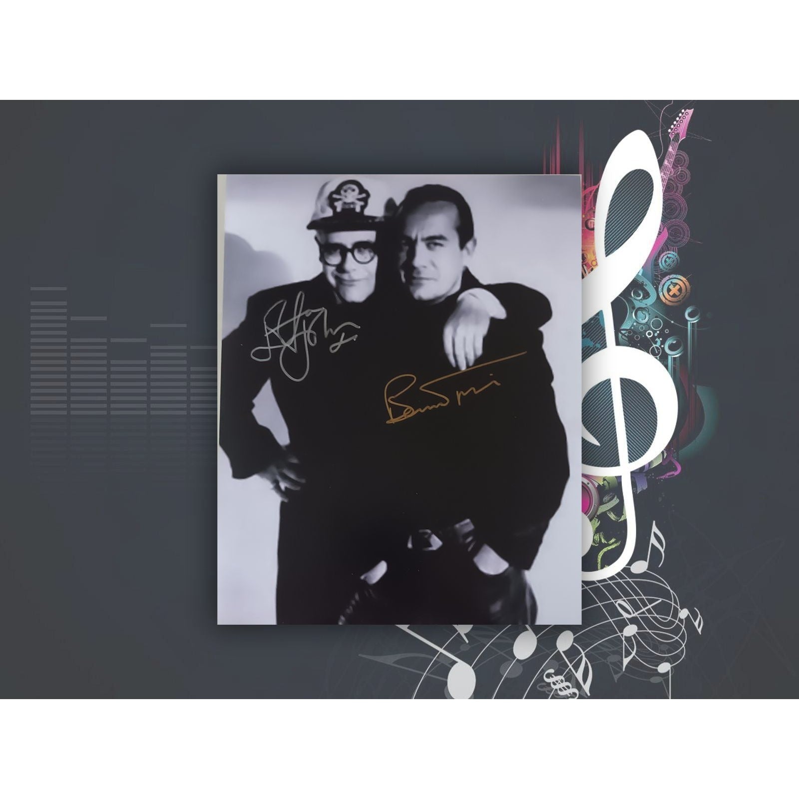 Elton John and Bernie Taupin 8x10 photograph signed with proof