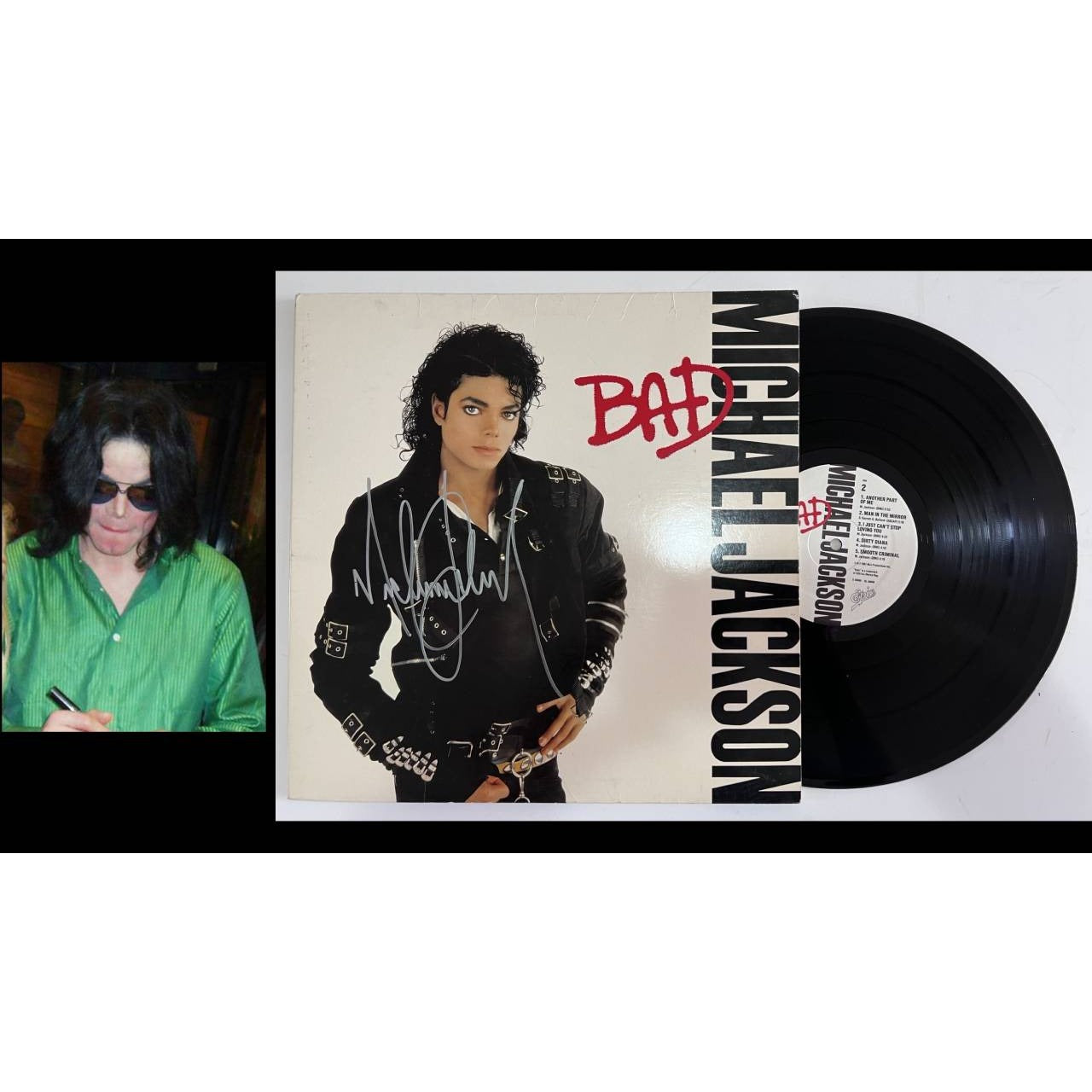 Michael Jackson "Bad" original LP signed with proof