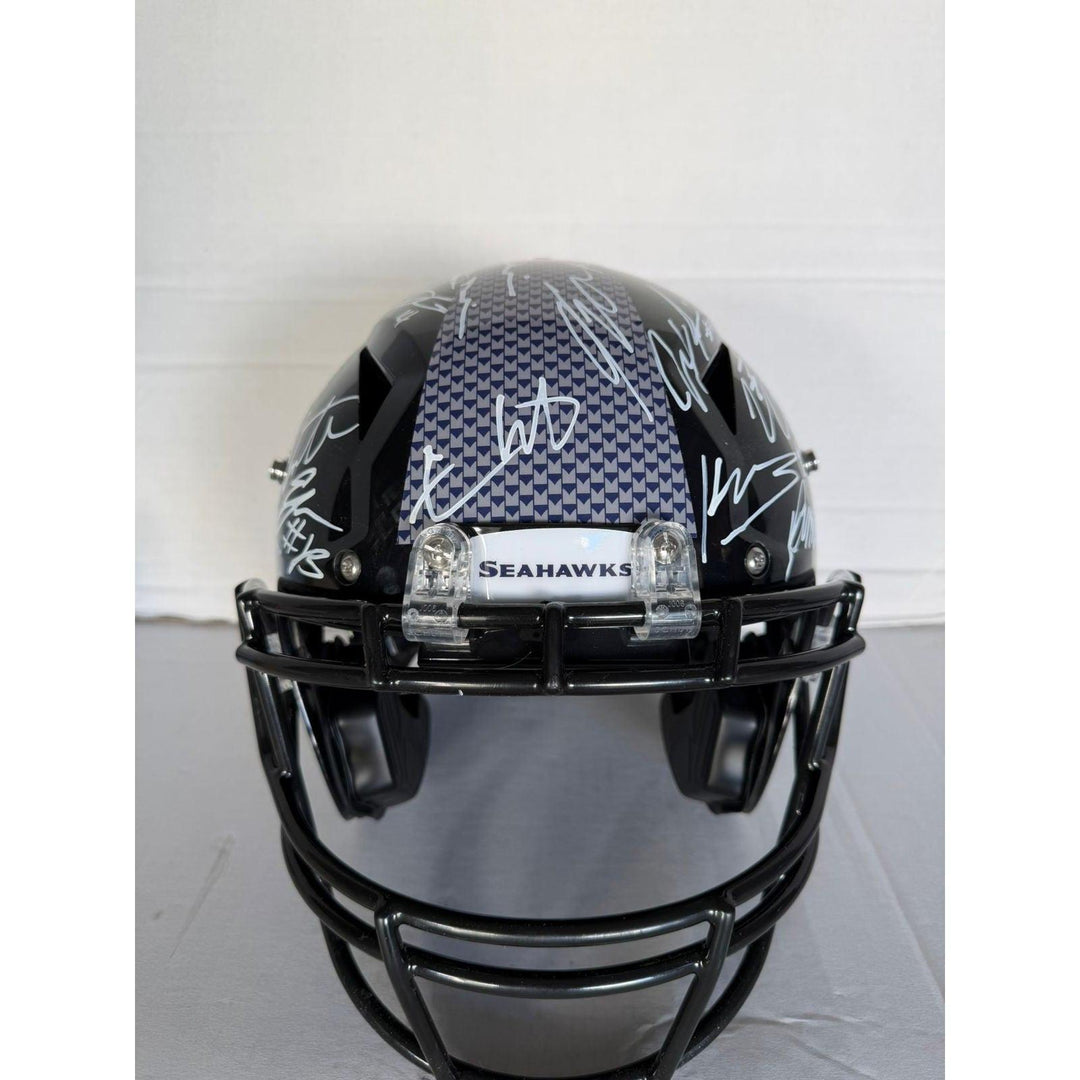 Sam Darnold Seattle Seahawks pro model helmet 2025 team signed with proof