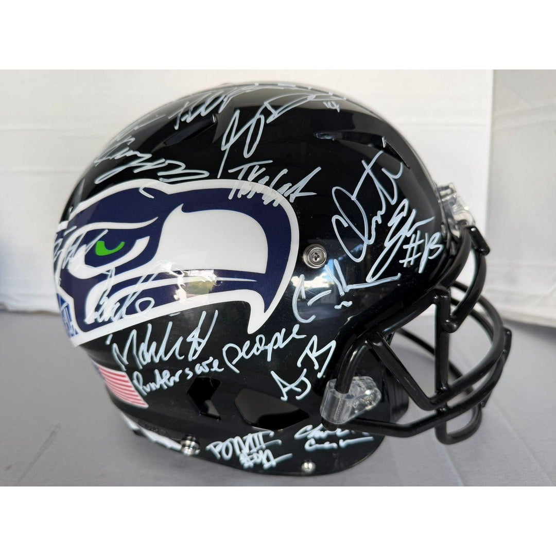 Sam Darnold Seattle Seahawks pro model helmet 2025 team signed with proof