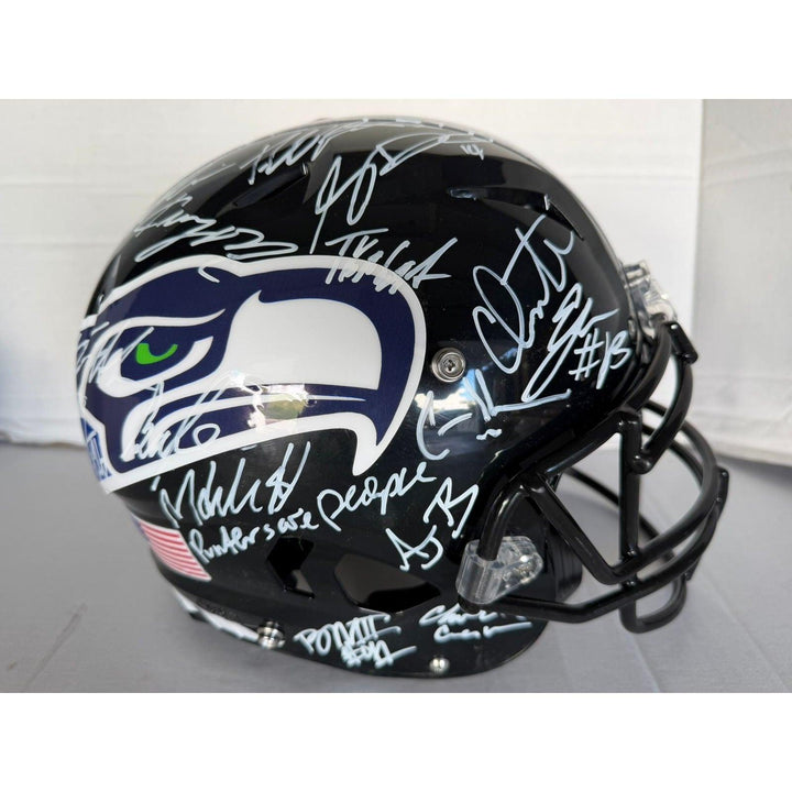 Sam Darnold Seattle Seahawks pro model helmet 2025 team signed with proof