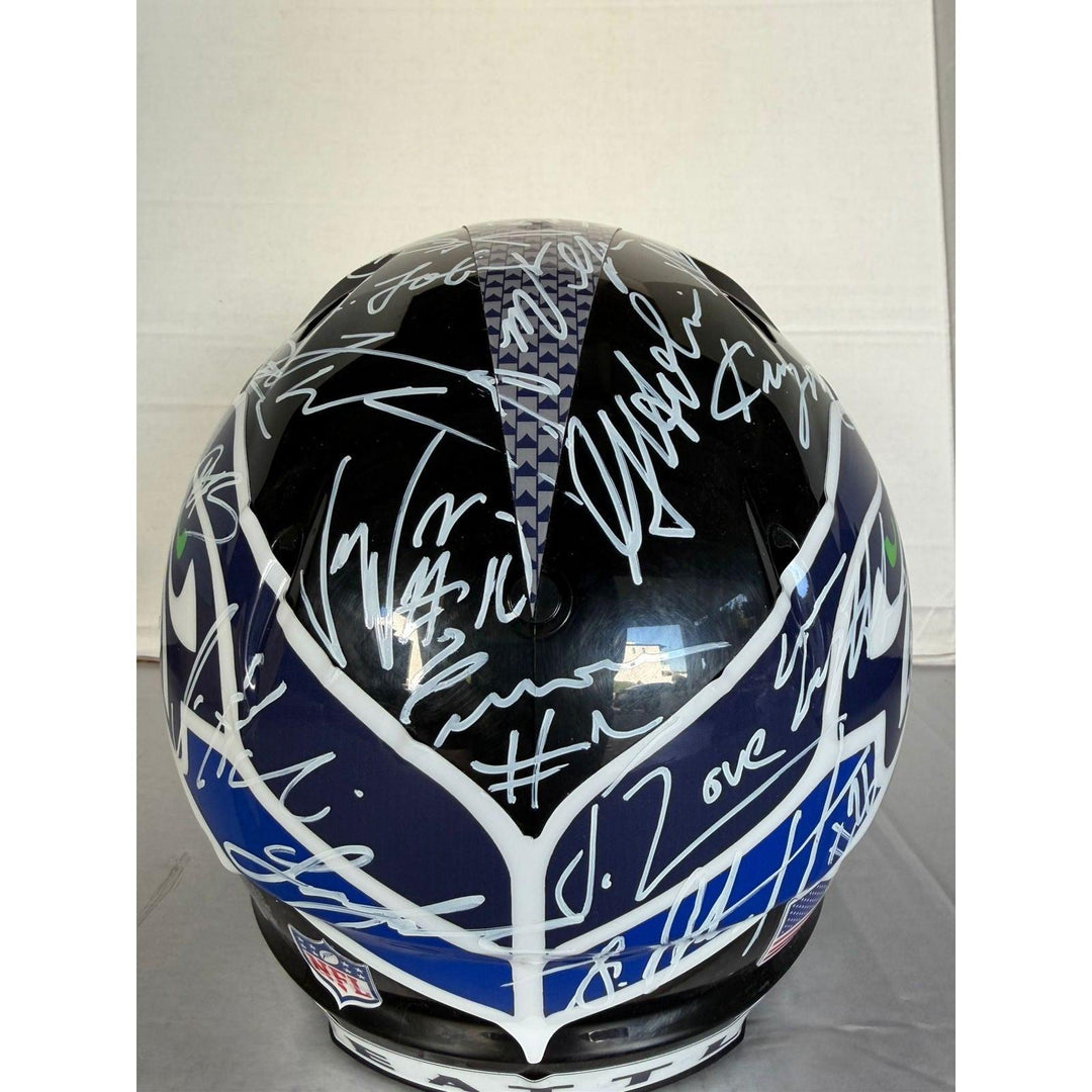 Sam Darnold Seattle Seahawks pro model helmet 2025 team signed with proof