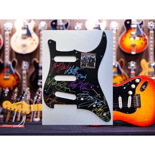 Bruce Springsteen and the E Street Band Stratocaster electric pickguard signed with proof