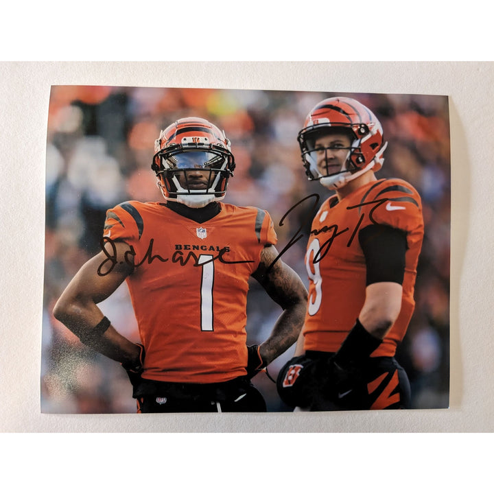 Cincinnati Bengals Joe Burrow and JaMaar Chase 8x10 photograph signed with proof