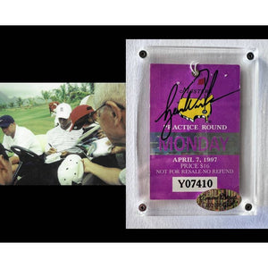 Tiger Woods 1997 Masters Golf Tournament ticket signed with proof