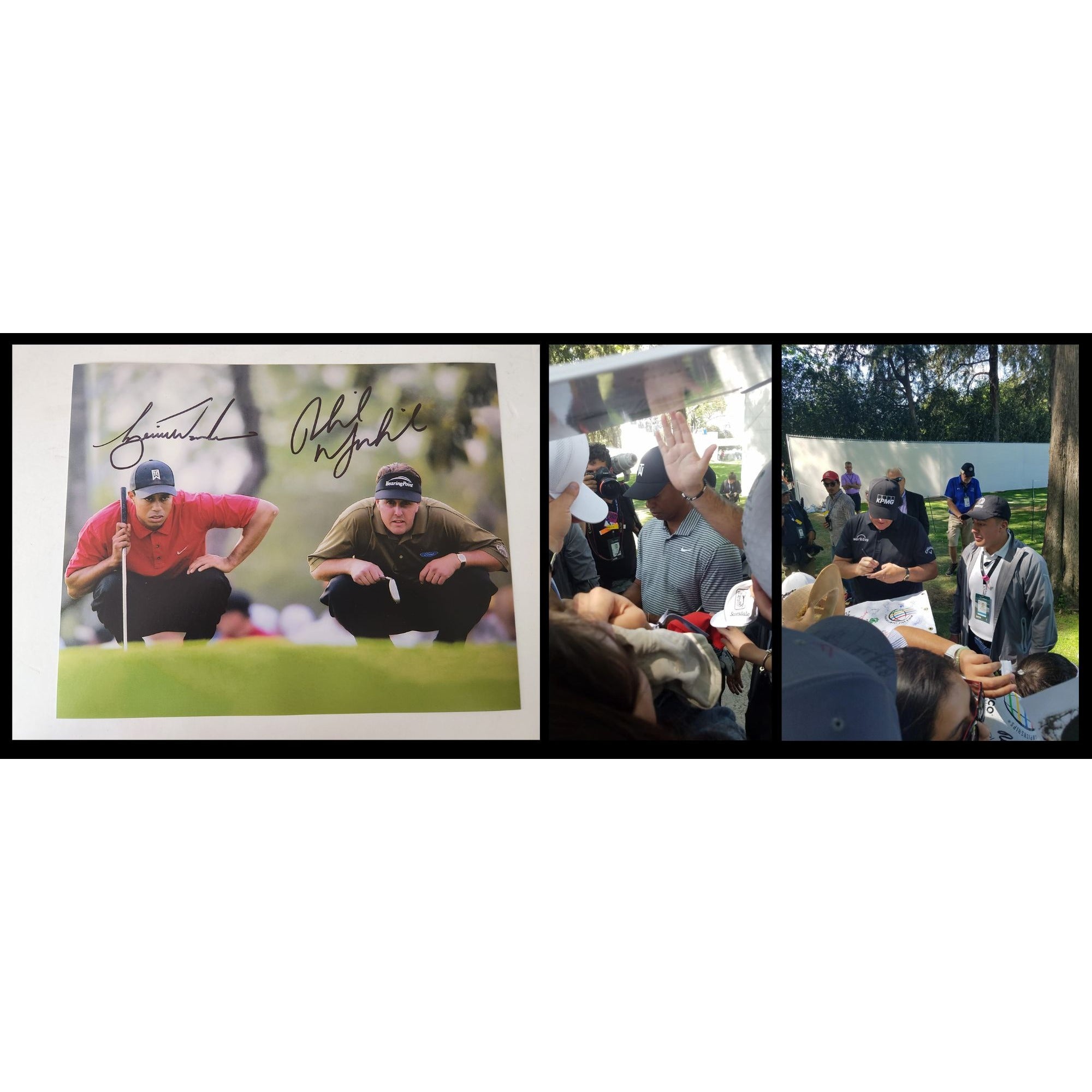 Tiger Woods and Phil Mickelson 8x10 photo signed with proof