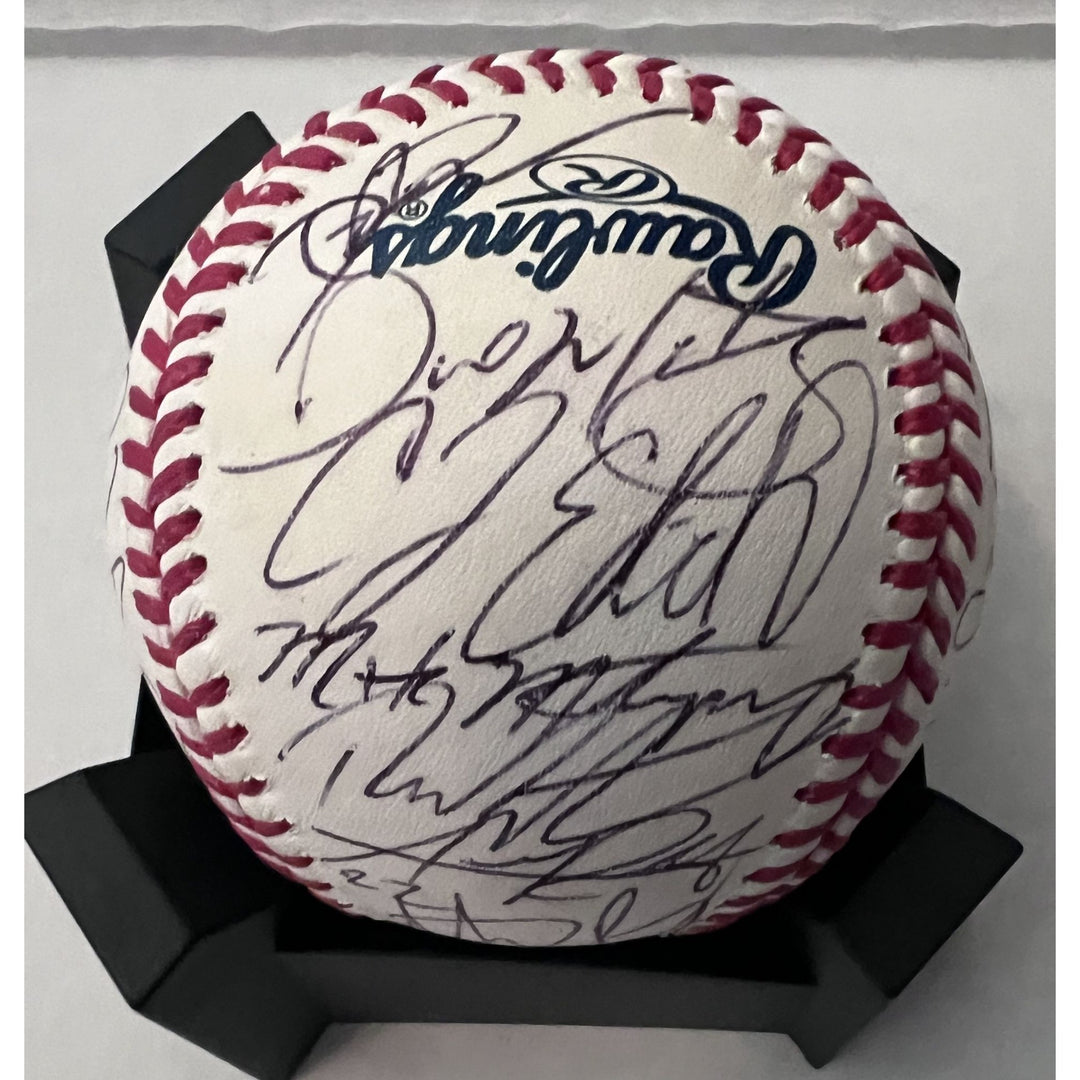 Anthony Rizzo Kris Bryant Joe Maddon Chicago Cubs World Series champions team signed baseball with proof