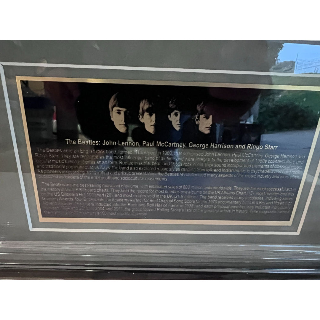 The Beatles John Lennon Paul McCartney George Harrison Ring Starr 16x20 photo one of a kind  frame 39x29 piecesigned with proof