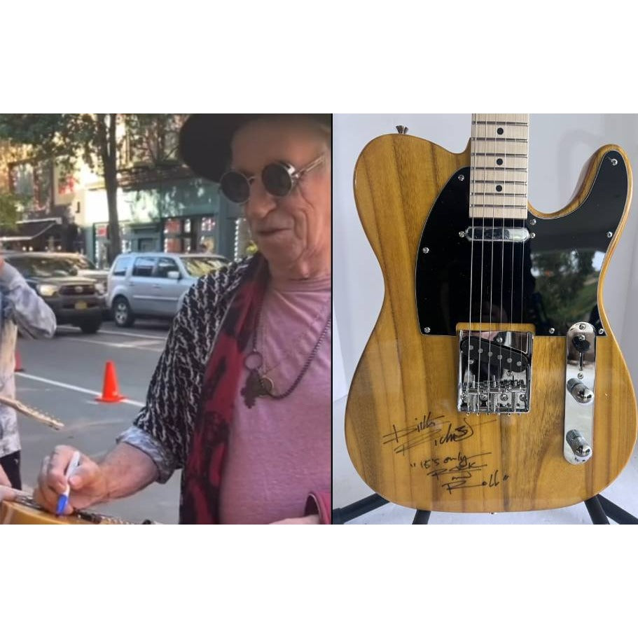 Keith Richards signed and inscribed It's Only Rock and Roll butterscotch Telecaster electric guitar signed with proof