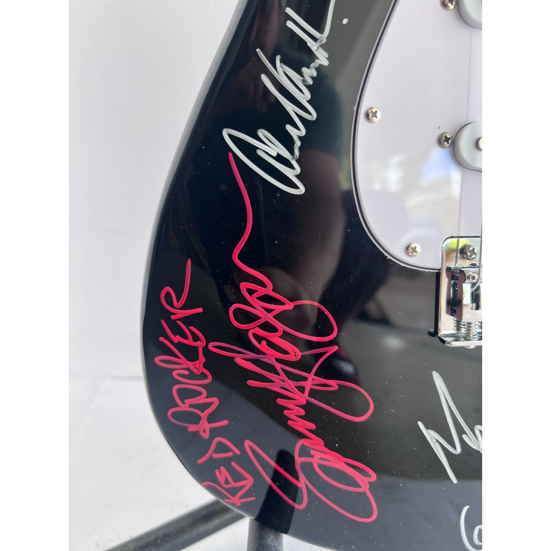 Eddie Van Halen David Lee Roth Sammy Hagar Michael Anthony Alex Van Halen Huntington Stratocaster full size electric guitar signed with proo