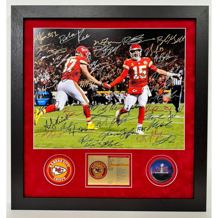 Kansas City Chiefs.Patrick Mahomes Travis Kelce Andy Reid 40 sigs 2023-24 team signed 16x20 photo with proof