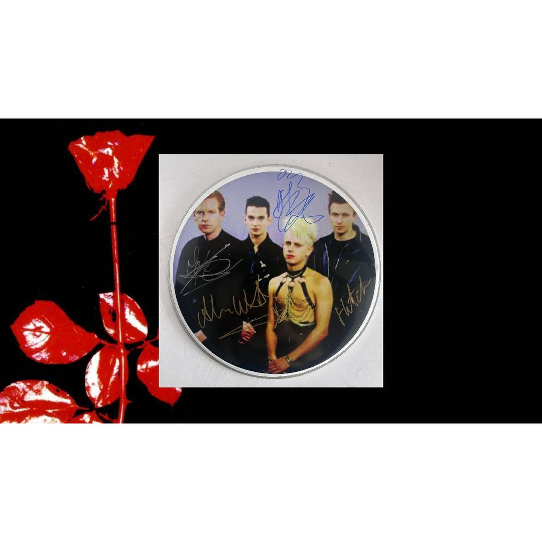 Depeche Mode David Gahan, Andrew Fletcher, Martin Gore, Alan Wilder one-of-a-kind drumhead signed with proof