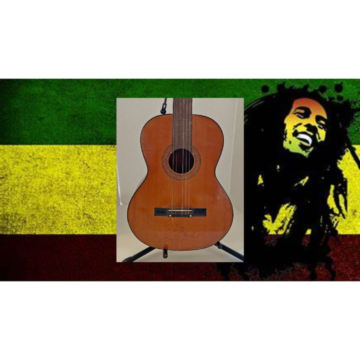 Bob Marley one-of-a-kind full size vintage acoustic guitar signed with proof