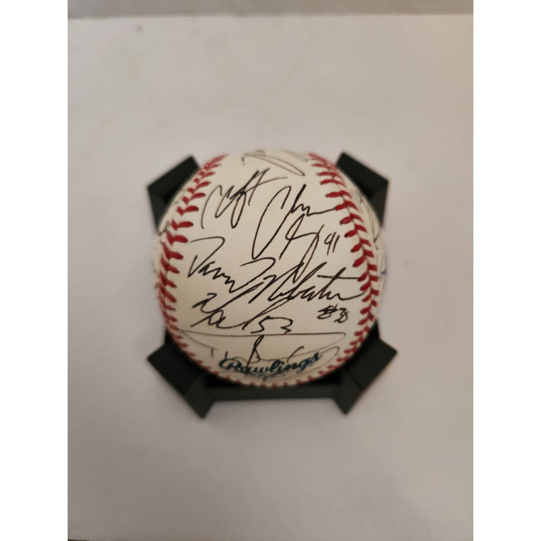 New York Yankees Derek Jeter Mariano Rivera Hideki Matsui World Series champions team signed baseball with free acrylic display case